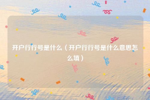 开户行行号是什么（开户行行号是什么意思怎么填）