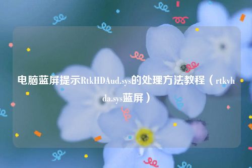 电脑蓝屏提示RtkHDAud.sys的处理方法教程（rtkvhda.sys蓝屏）