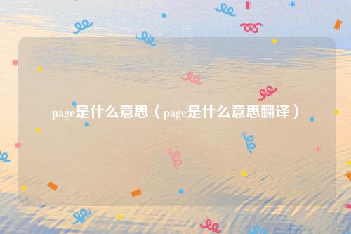 page是什么意思（page是什么意思翻译）