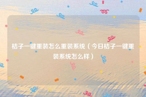 桔子一键重装怎么重装系统（今日桔子一键重装系统怎么样）