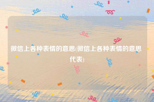 微信上各种表情的意思(微信上各种表情的意思 代表)