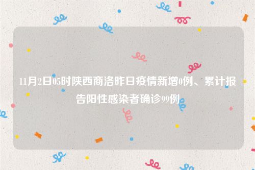 11月2日05时陕西商洛昨日疫情新增0例、累计报告阳性感染者确诊99例