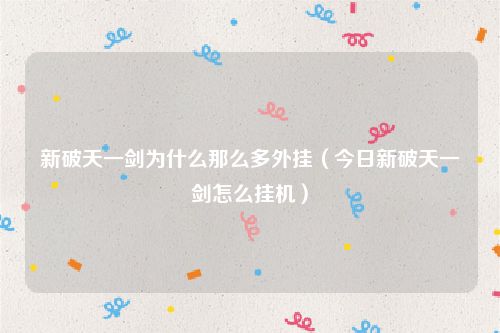 新破天一剑为什么那么多外挂(今日新破天一剑怎么挂机)