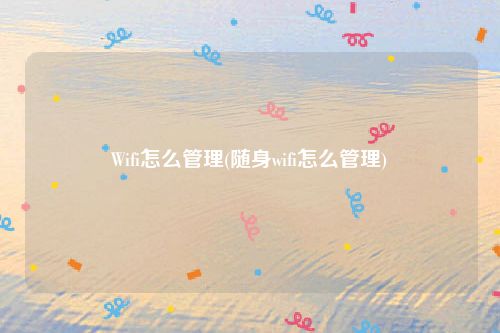 Wifi怎么管理(随身wifi怎么管理)