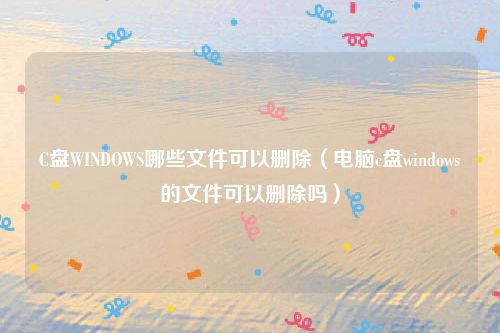 C盘WINDOWS哪些文件可以删除（电脑c盘windows的文件可以删除吗）