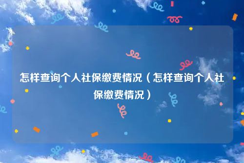 怎样查询个人社保缴费情况（怎样查询个人社保缴费情况）