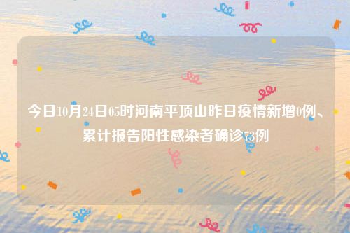 今日10月24日05时河南平顶山昨日疫情新增0例、累计报告阳性感染者确诊73例