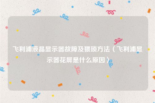 飞利浦液晶显示器故障及猥琐方法(飞利浦显示器花屏是什么原因)