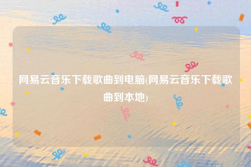 网易云音乐下载歌曲到电脑(网易云音乐下载歌曲到本地)