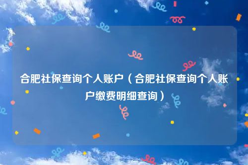 合肥社保查询个人账户（合肥社保查询个人账户缴费明细查询）