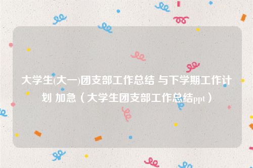 大学生(大一)团支部工作总结 与下学期工作计划 加急（大学生团支部工作总结ppt）