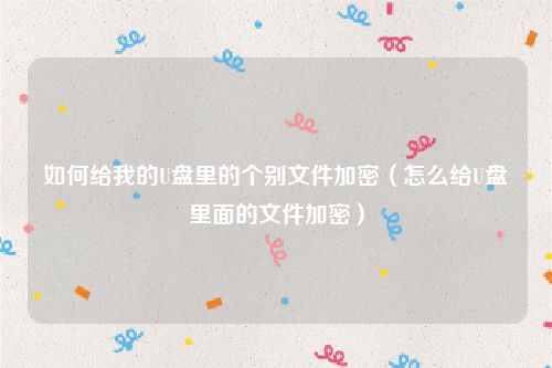 如何给我的U盘里的个别文件加密(怎么给U盘里面的文件加密)
