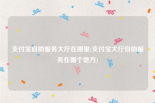支付宝自助服务大厅在哪里(支付宝大厅自助服务在哪个地方)