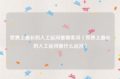 世界上最长的人工运河是哪条河(世界上最长的人工运河是什么运河)