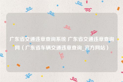 广东省交通违章查询系统 广东省交通违章查询网（广东省车辆交通违章查询_官方网站）