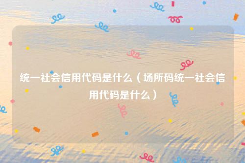 统一社会信用代码是什么(场所码统一社会信用代码是什么)