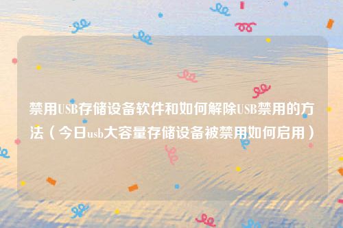 禁用USB存储设备软件和如何解除USB禁用的方法(今日usb大容量存储设备被禁用如何启用)
