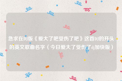 急求在DJ版《爱大了吧受伤了吧》这首DJ的开头的英文歌曲名字(今日爱大了受伤了dj加快版)