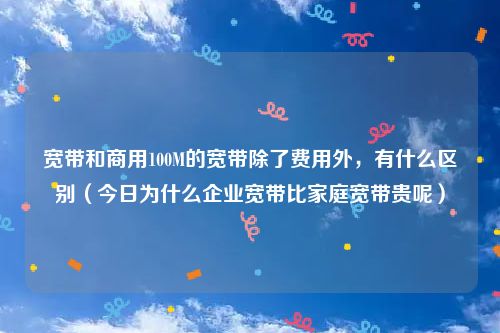 宽带和商用100M的宽带除了费用外，有什么区别（今日为什么企业宽带比家庭宽带贵呢）