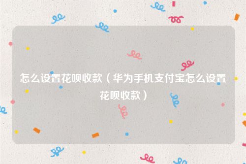 怎么设置花呗收款（华为手机支付宝怎么设置花呗收款）