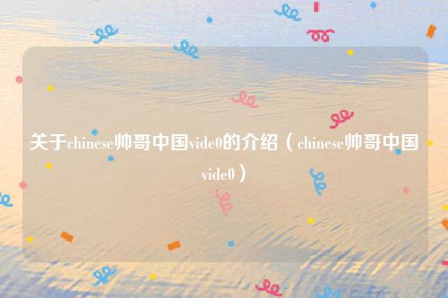 关于chinese帅哥中国vide0的介绍（chinese帅哥中国vide0）