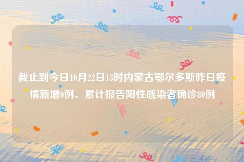 截止到今日10月22日13时内蒙古鄂尔多斯昨日疫情新增0例、累计报告阳性感染者确诊80例