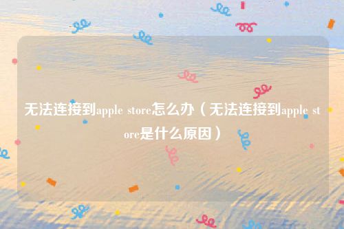 无法连接到apple store怎么办（无法连接到apple store是什么原因）