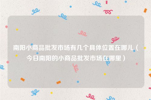 南阳小商品批发市场有几个具体位置在哪儿（今日南阳的小商品批发市场在哪里）