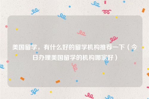 美国留学,有什么好的留学机构推荐一下(今日办理美国留学的机构哪家好)