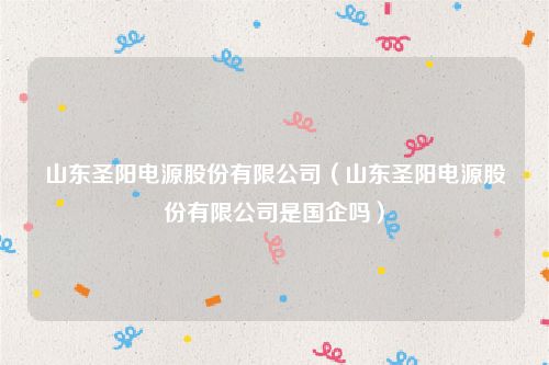 山东圣阳电源股份有限公司(山东圣阳电源股份有限公司是国企吗)