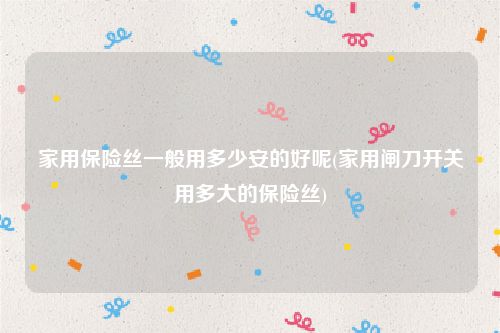 家用保险丝一般用多少安的好呢(家用闸刀开关用多大的保险丝)