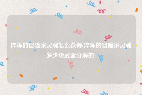 淬炼的冒险家灵魂怎么获得(淬炼的冒险家灵魂多少级武器分解的)