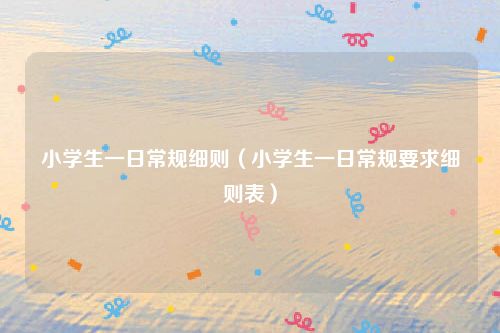 小学生一日常规细则(小学生一日常规要求细则表)