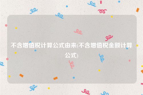 不含增值税计算公式由来(不含增值税金额计算公式)