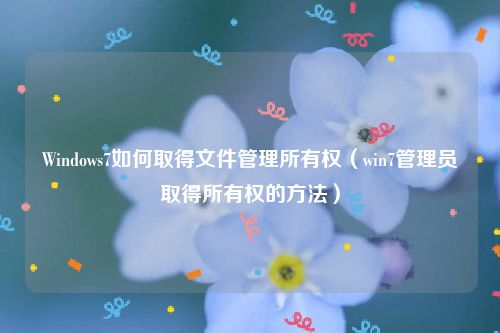 Windows7如何取得文件管理所有权（win7管理员取得所有权的方法）